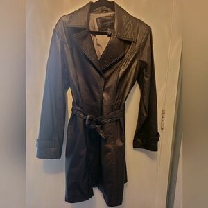 Dark Chocolate Brown Leather Trench